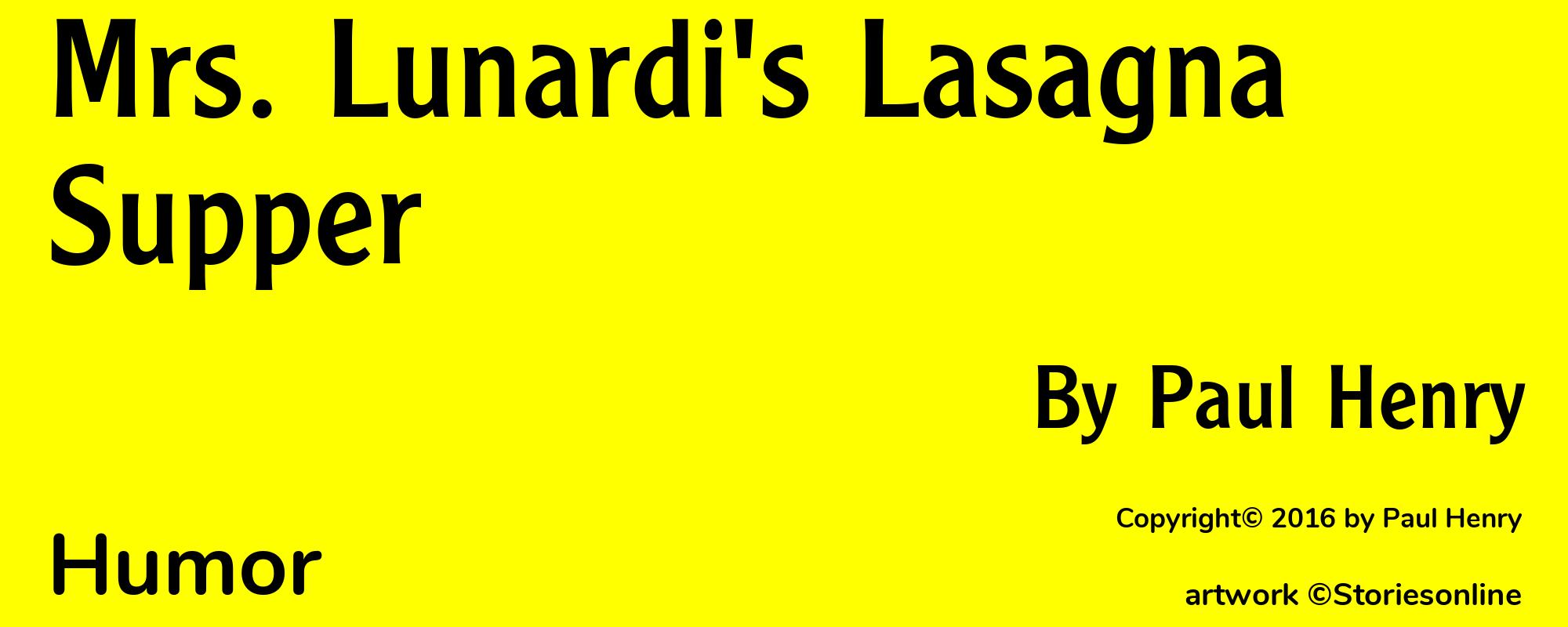 Mrs. Lunardi's Lasagna Supper - Cover