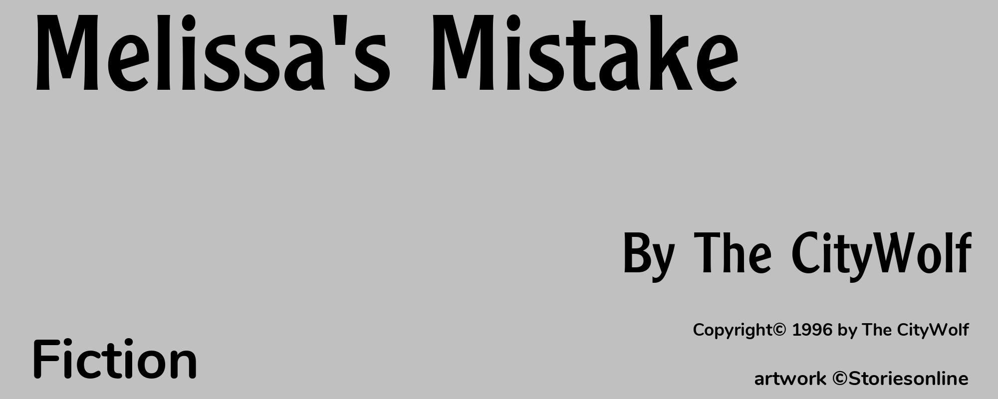 Melissa's Mistake - Cover