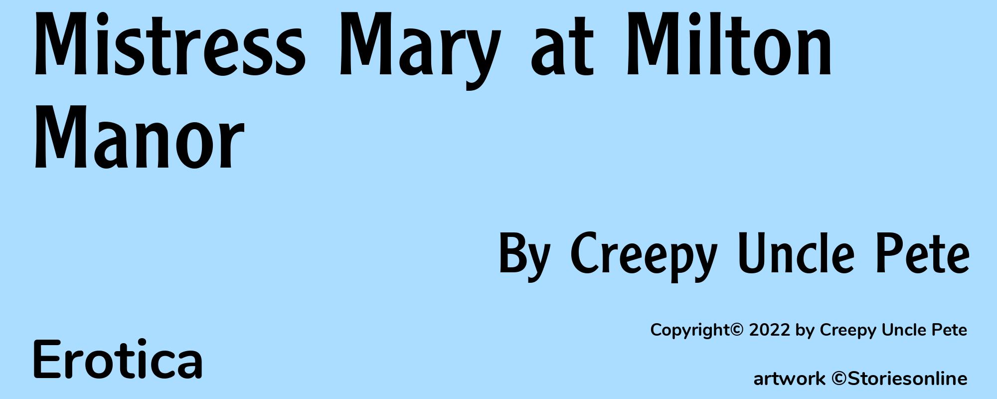 Mistress Mary at Milton Manor - Cover