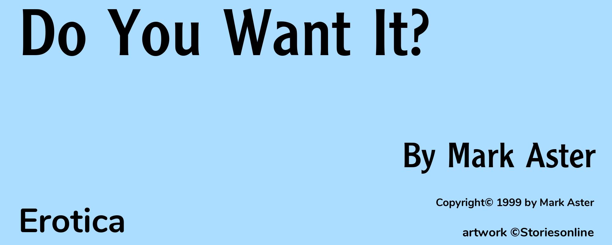 Do You Want It? - Cover