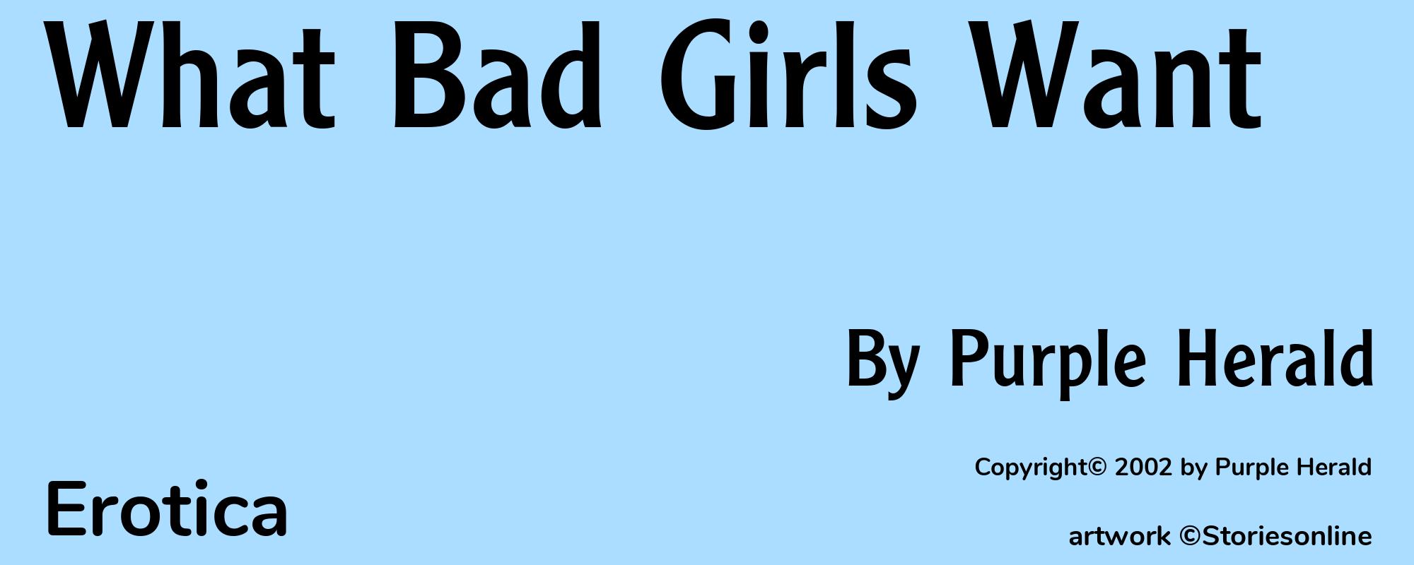 What Bad Girls Want - Cover