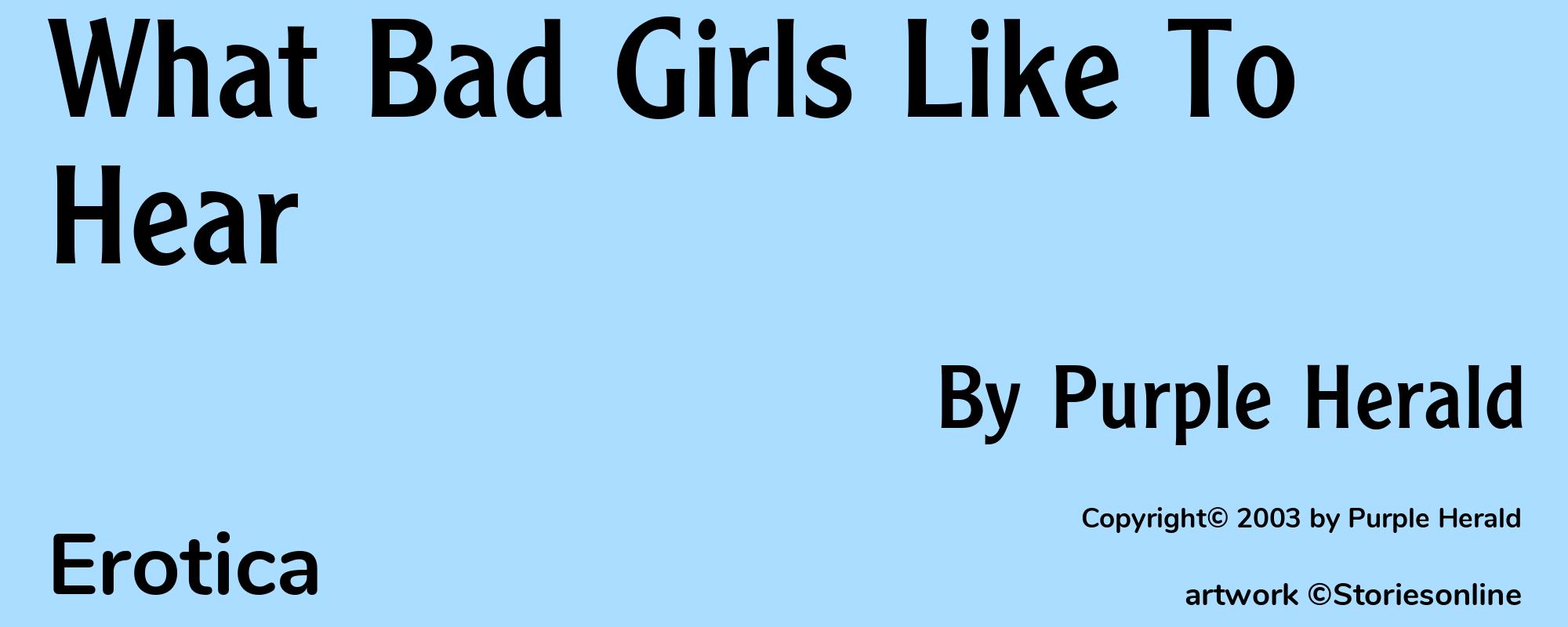 What Bad Girls Like To Hear - Cover