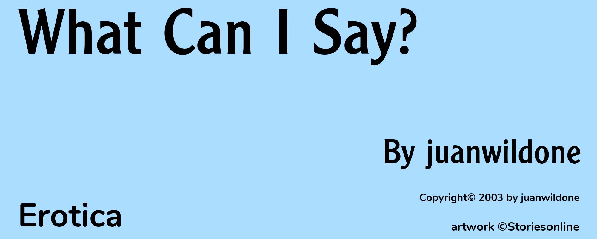 What Can I Say? - Cover