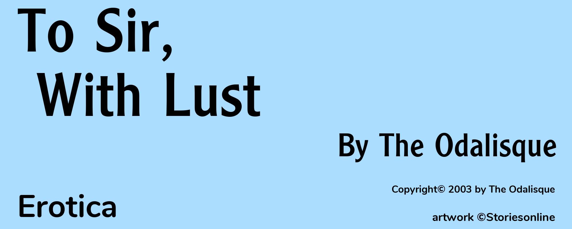 To Sir, With Lust - Cover
