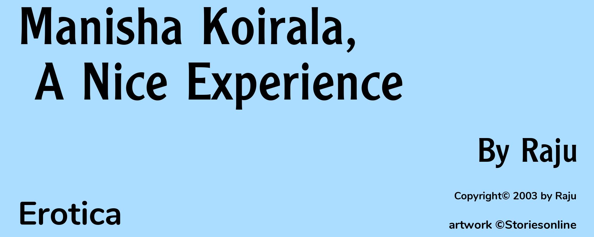 Manisha Koirala, A Nice Experience - Cover