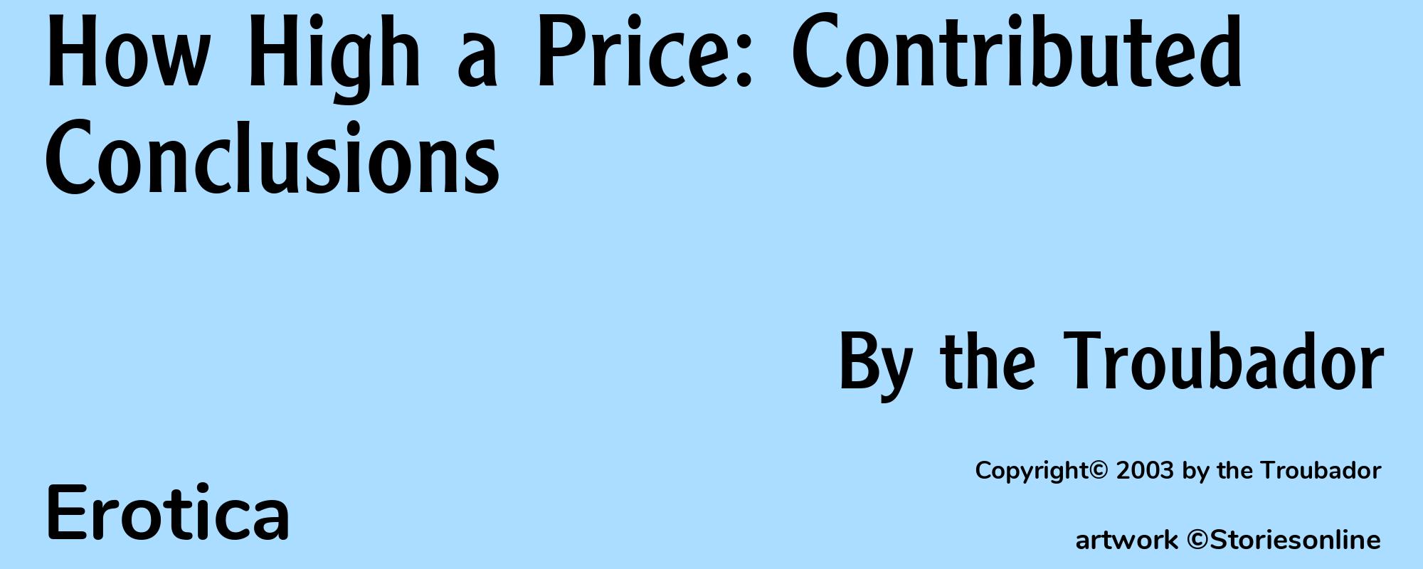 How High a Price: Contributed Conclusions - Cover