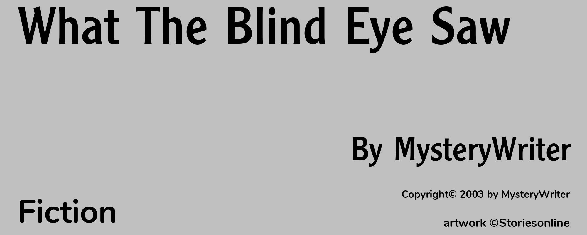 What The Blind Eye Saw - Cover