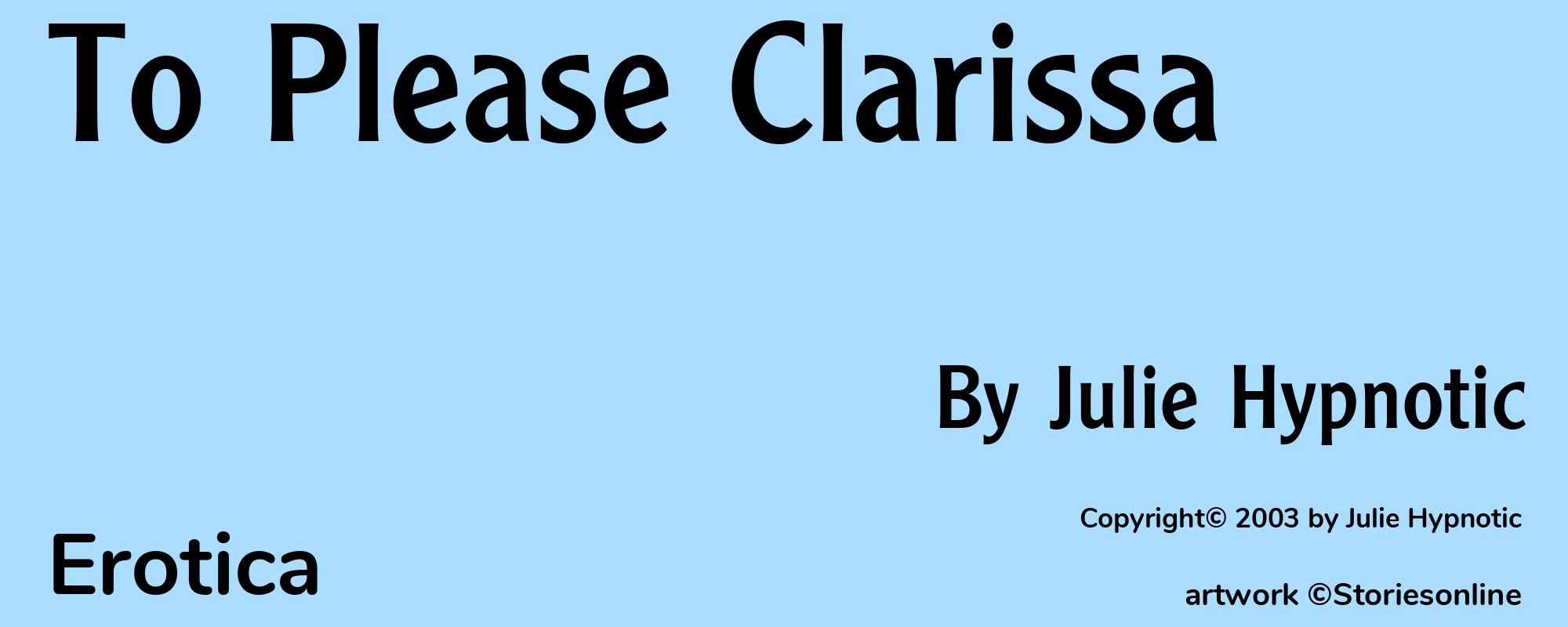 To Please Clarissa - Cover