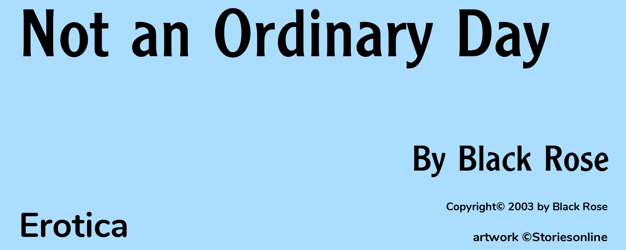 Not an Ordinary Day - Cover