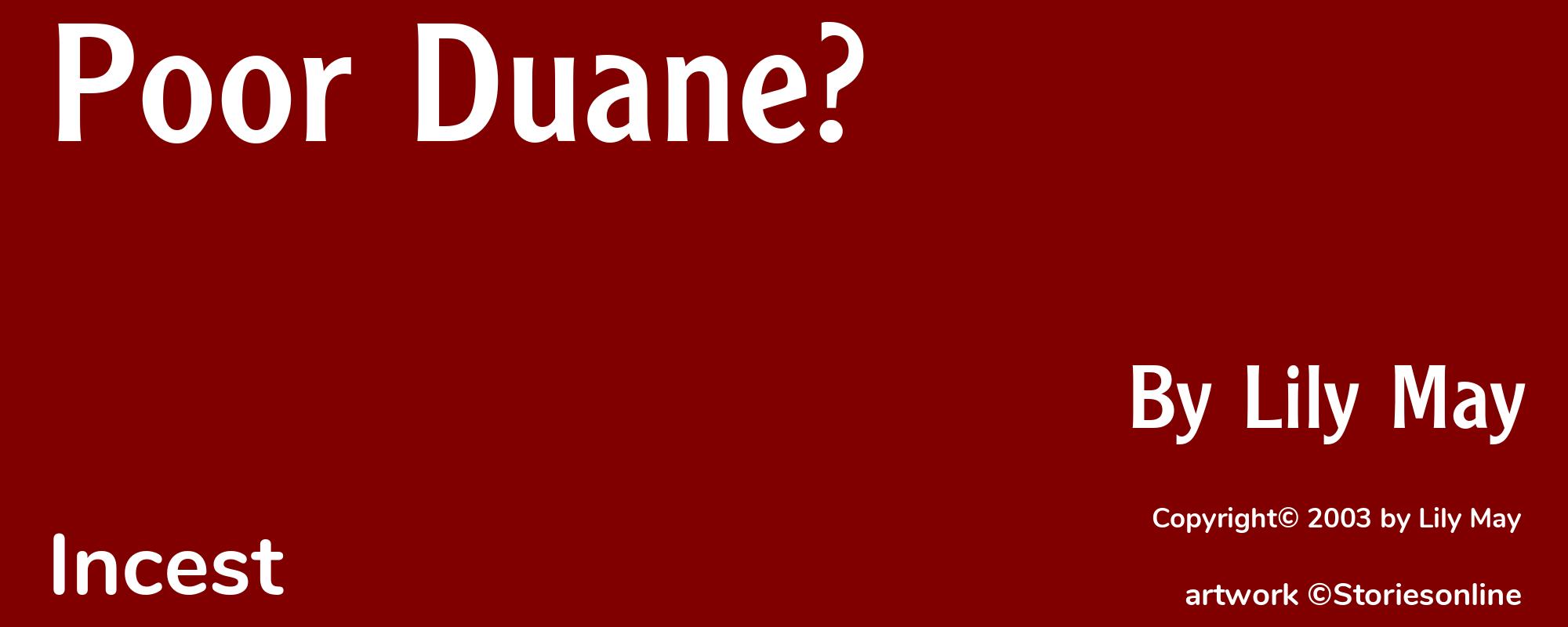 Poor Duane? - Cover