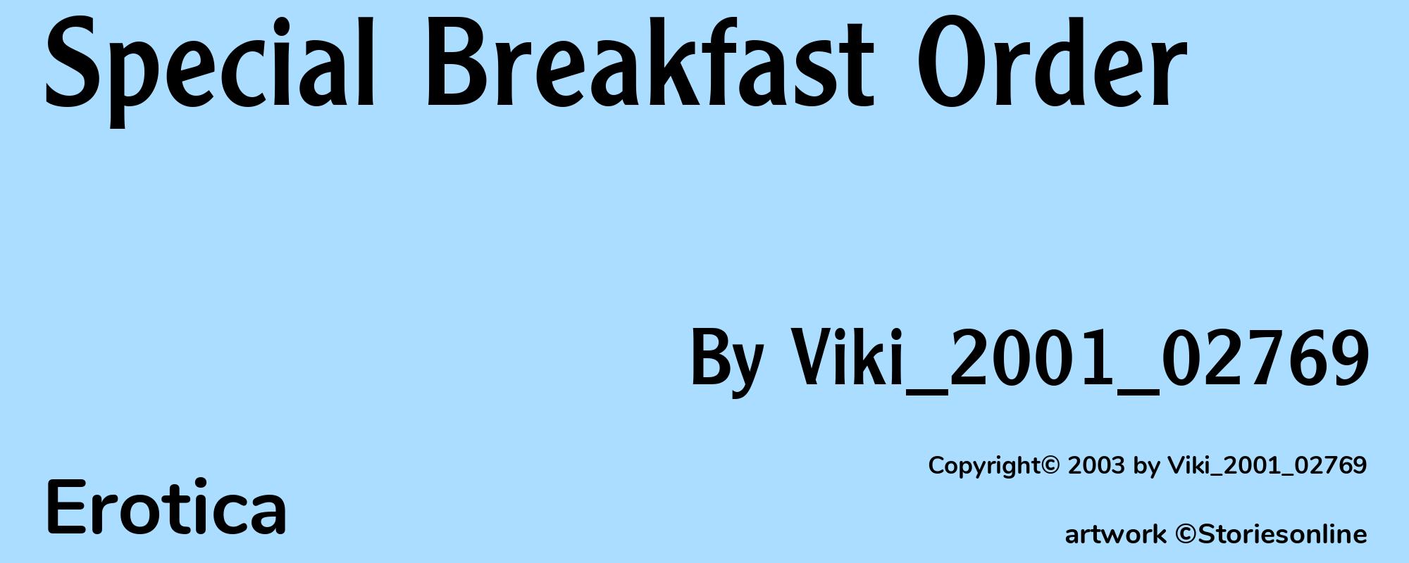 Special Breakfast Order - Cover