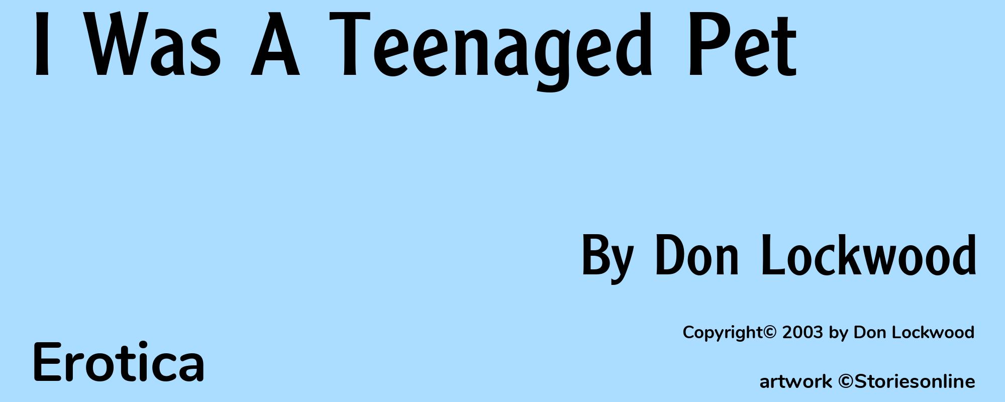 I Was A Teenaged Pet - Cover