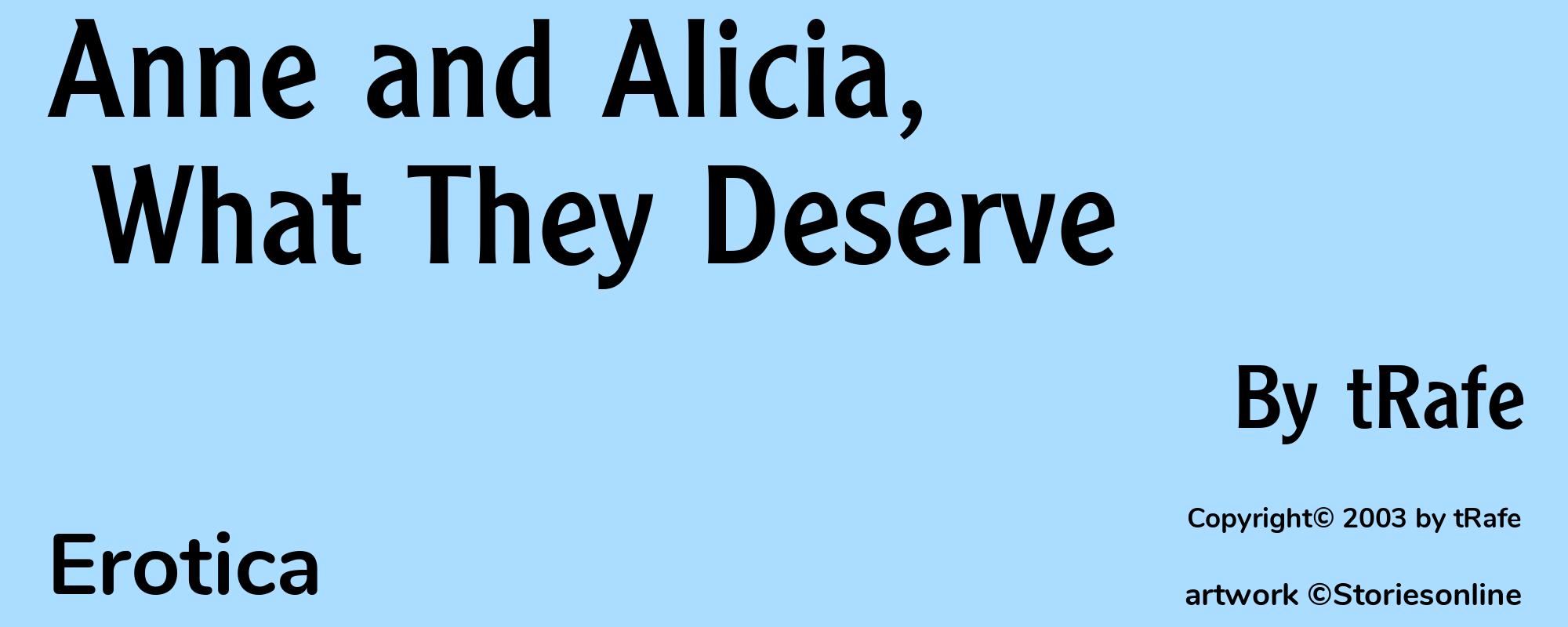 Anne and Alicia, What They Deserve - Cover