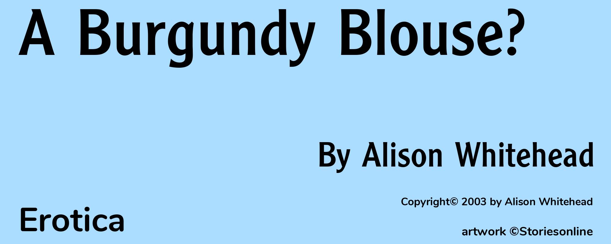 A Burgundy Blouse? - Cover