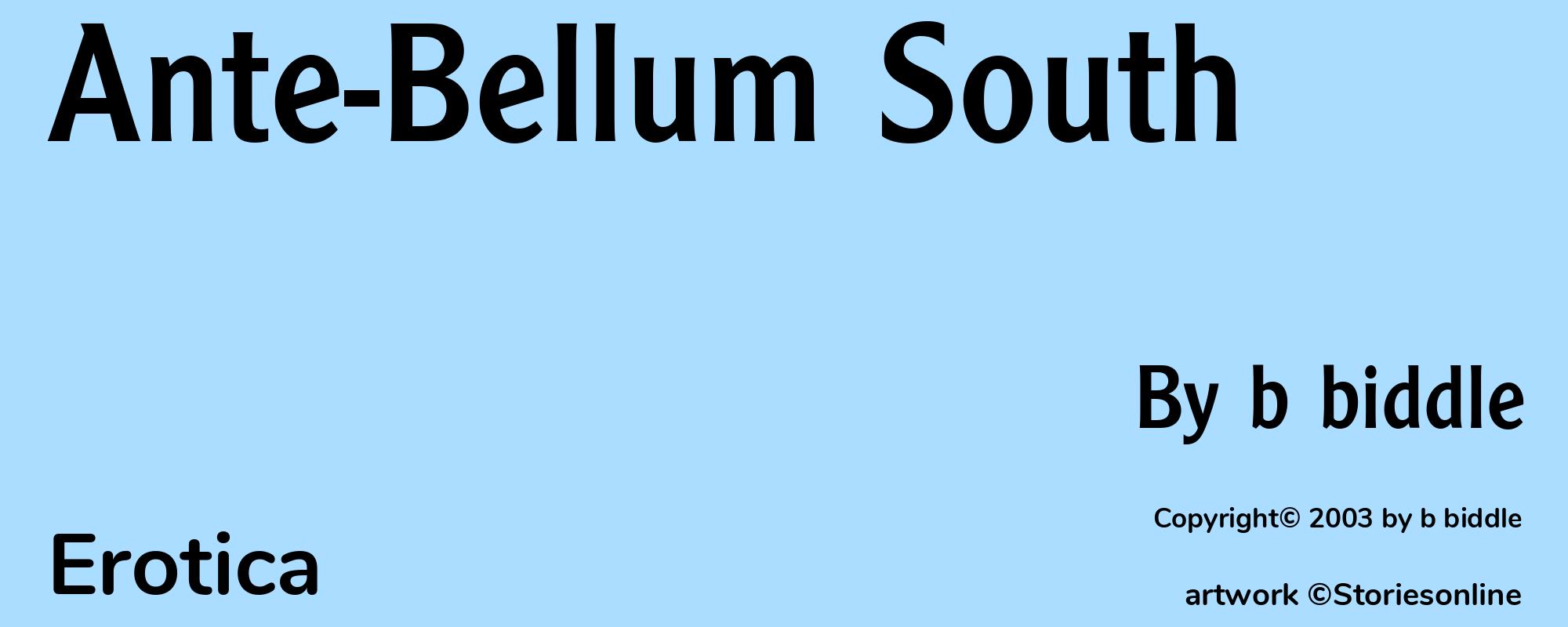 Ante-Bellum South - Cover
