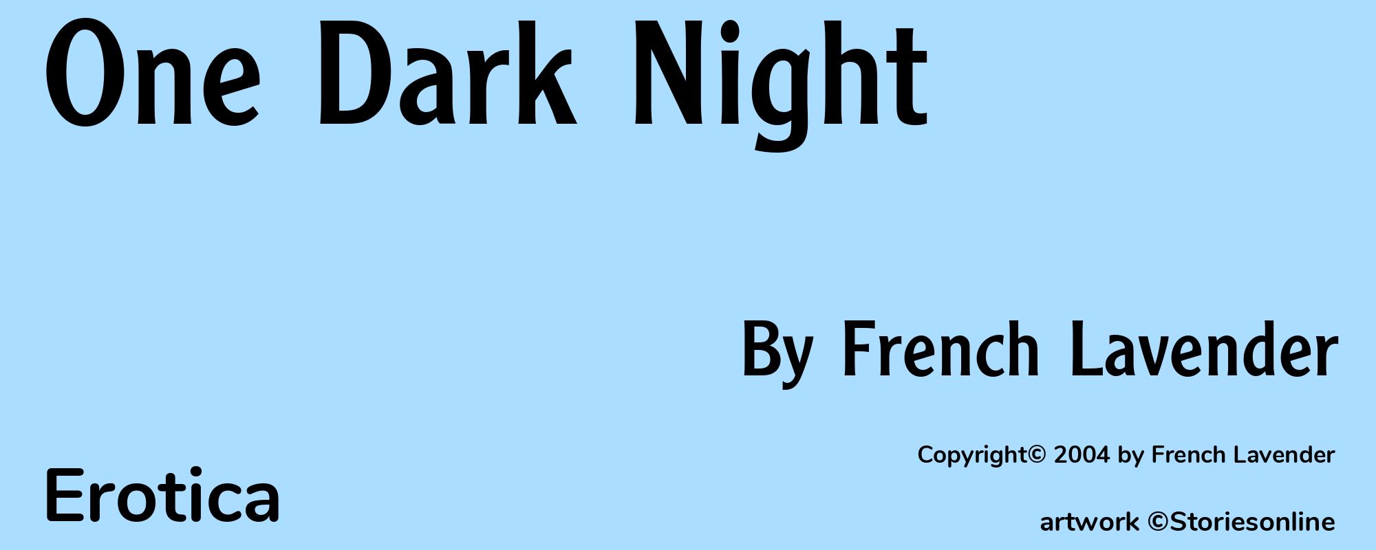 One Dark Night - Cover