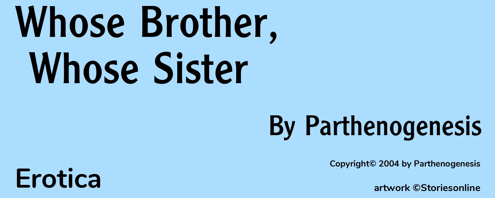 Whose Brother, Whose Sister - Cover