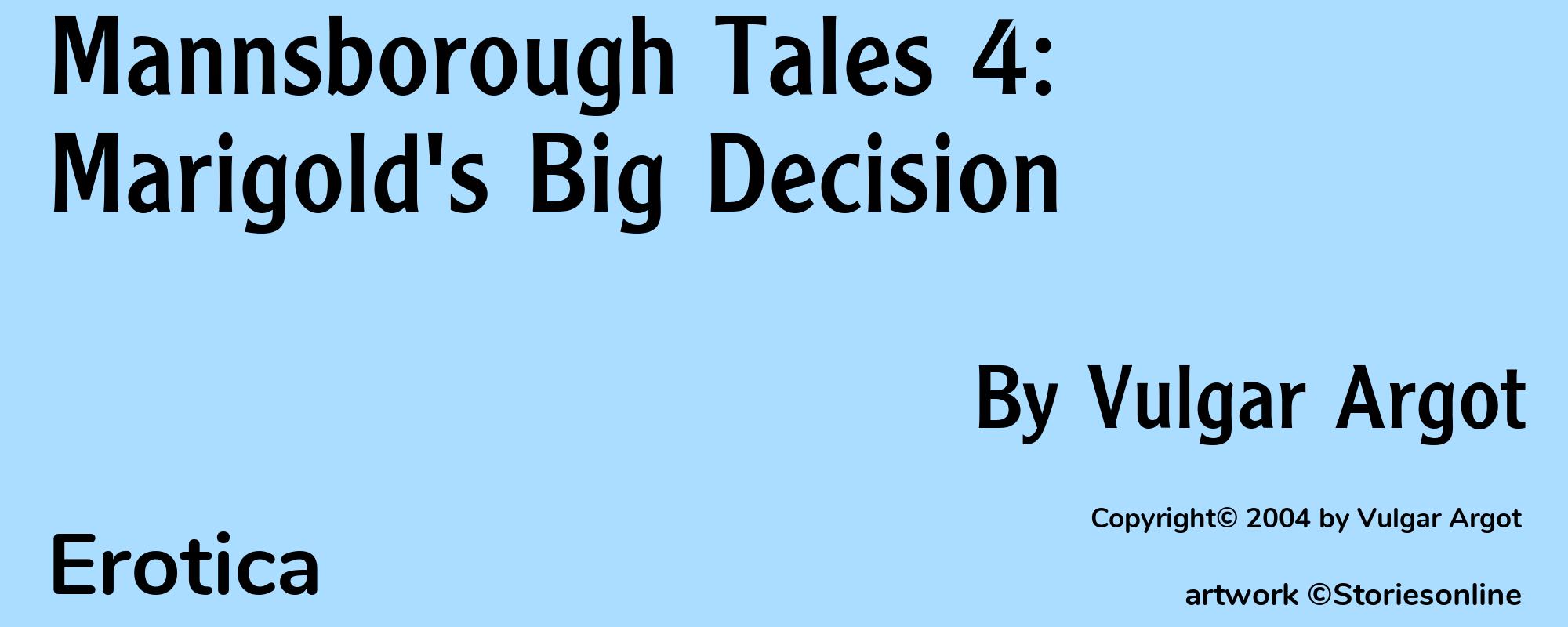 Mannsborough Tales 4: Marigold's Big Decision - Cover