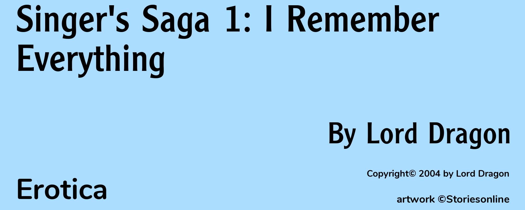 Singer's Saga 1: I Remember Everything - Cover