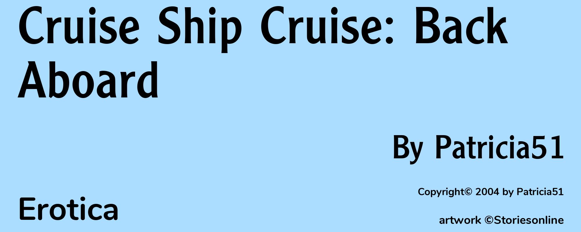 Cruise Ship Cruise: Back Aboard - Cover