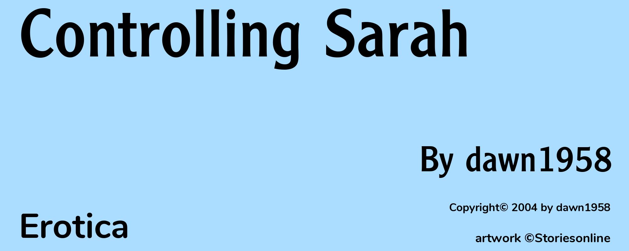 Controlling Sarah - Cover