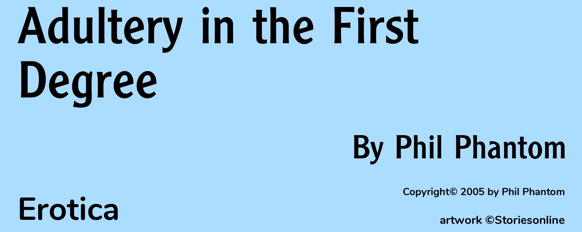 Adultery in the First Degree - Cover