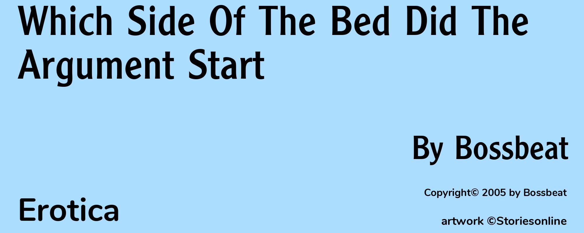 Which Side Of The Bed Did The Argument Start - Cover