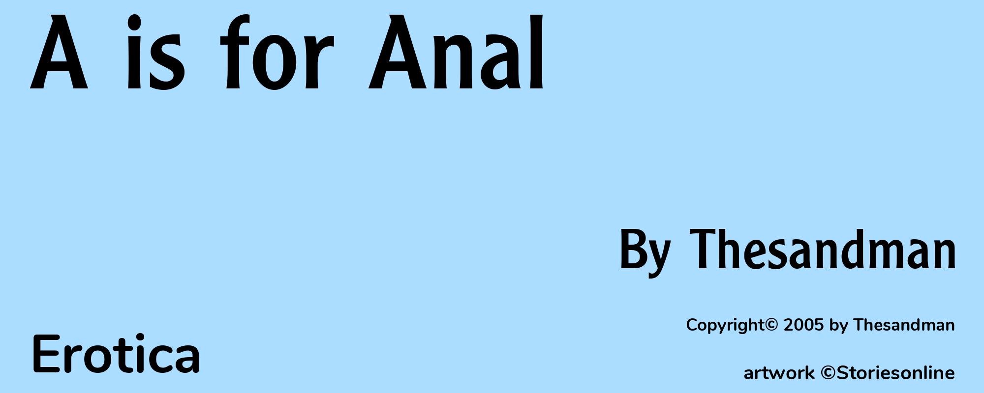 A is for Anal - Cover