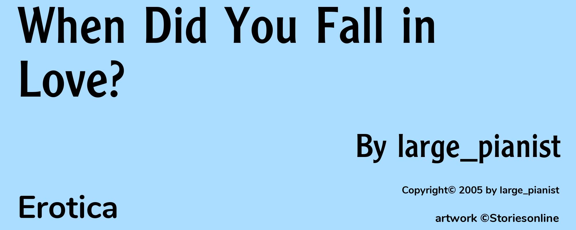 When Did You Fall in Love? - Cover