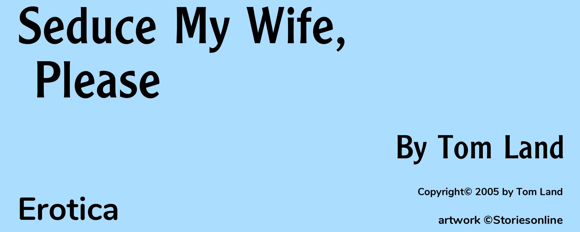 Seduce My Wife, Please - Cover