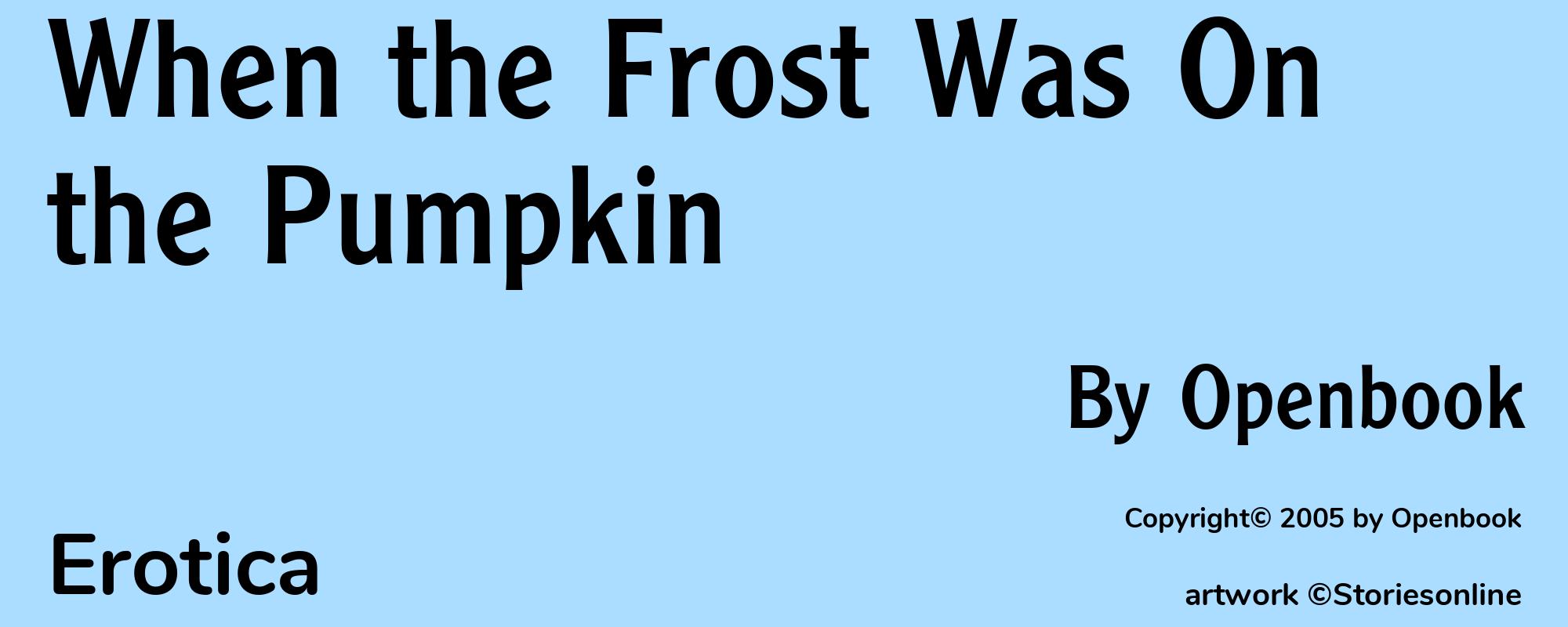 When the Frost Was On the Pumpkin - Cover