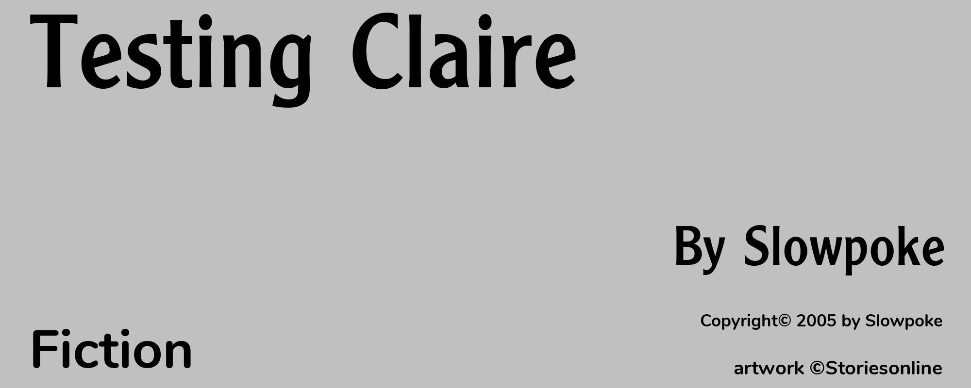 Testing Claire - Cover
