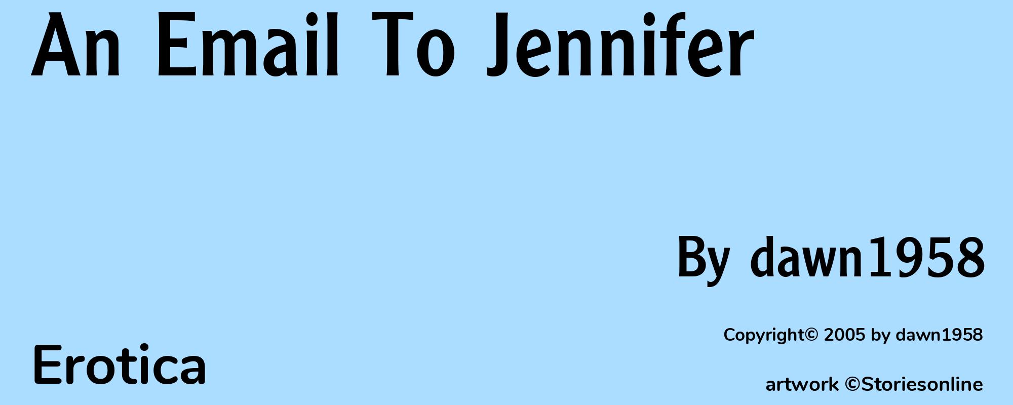 An Email To Jennifer - Cover