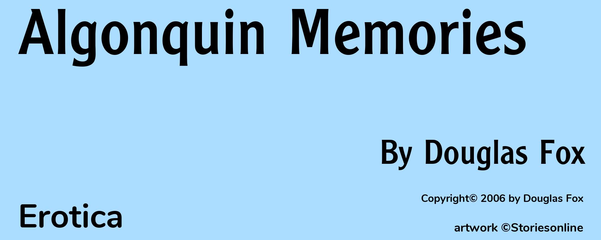 Algonquin Memories - Cover