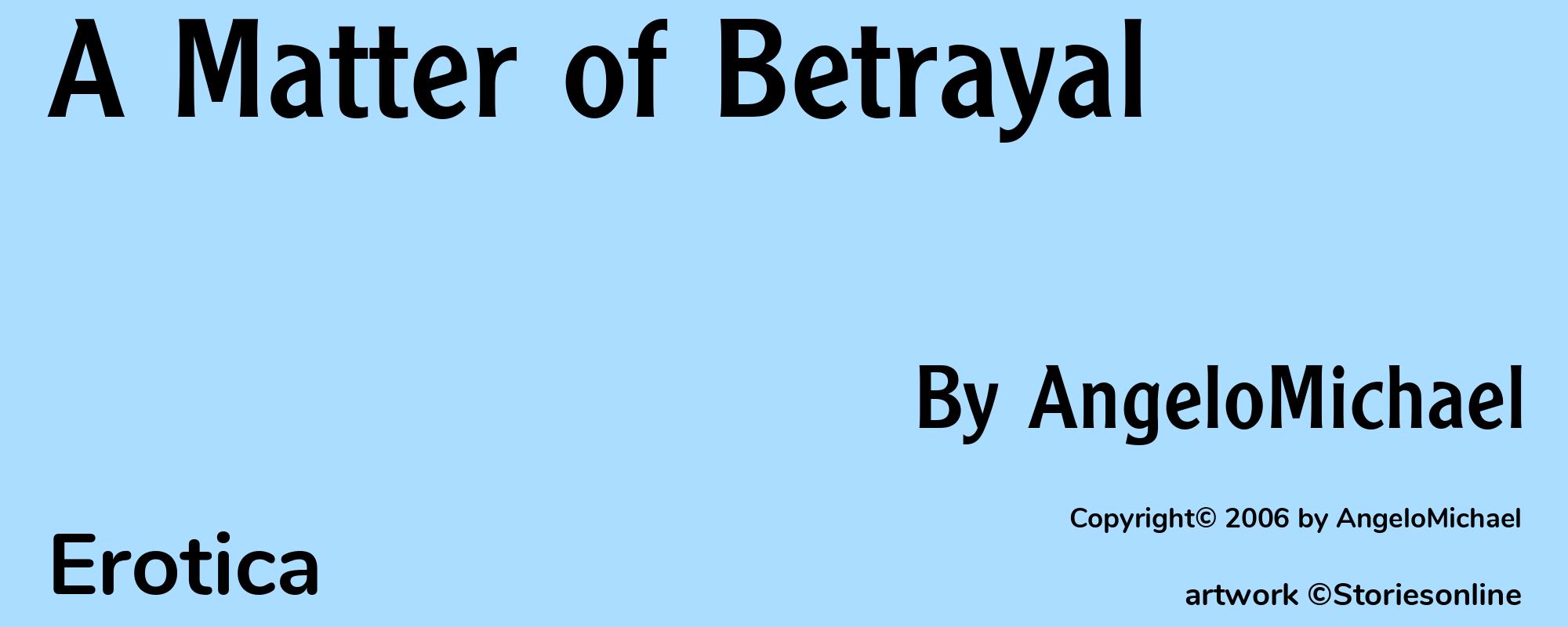A Matter of Betrayal - Cover