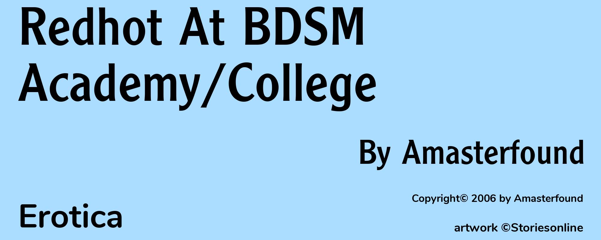 Redhot At BDSM Academy/College - Cover