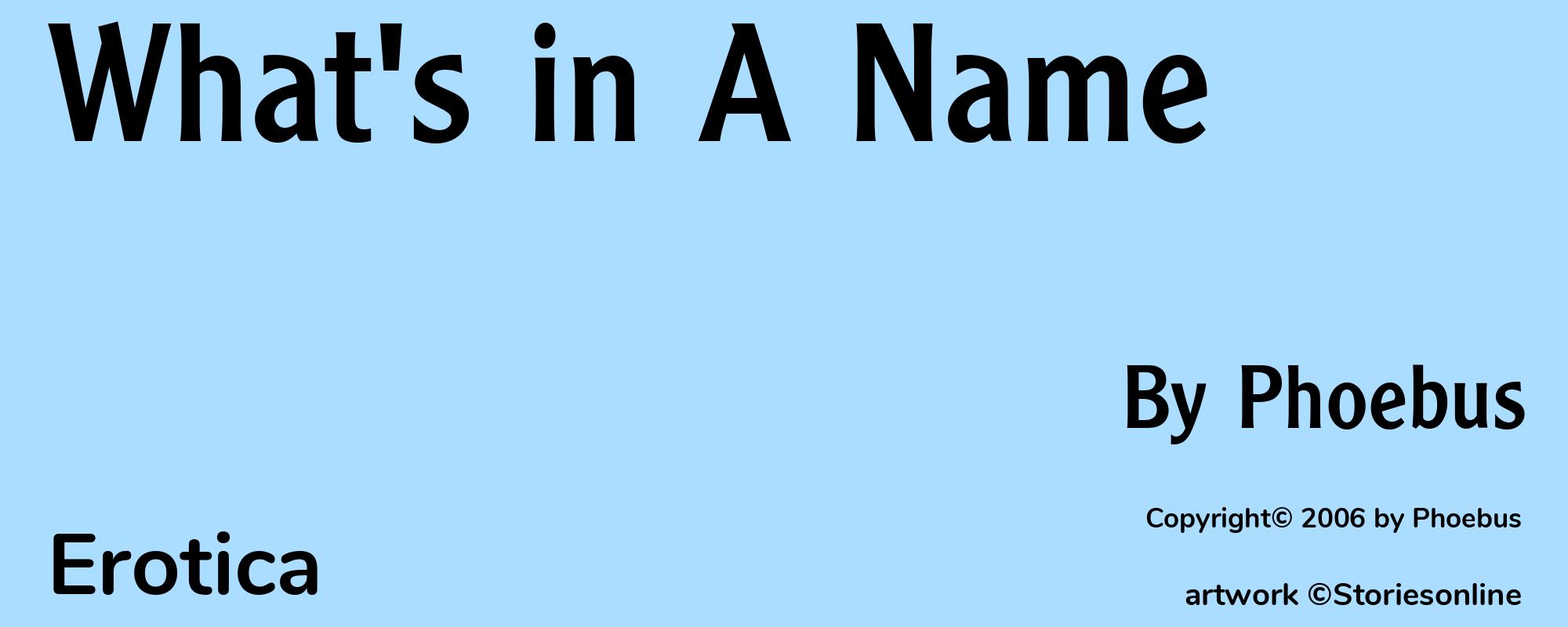 What's in A Name - Cover