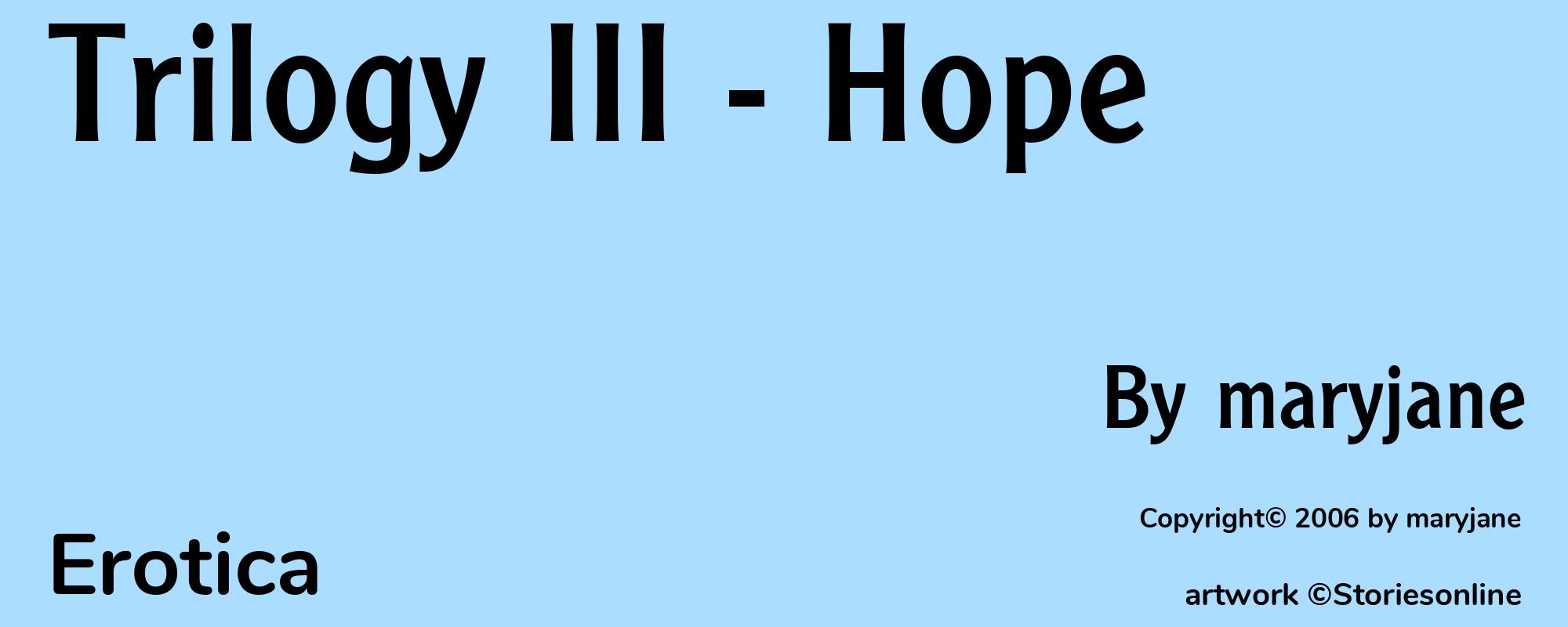 Trilogy III - Hope - Cover