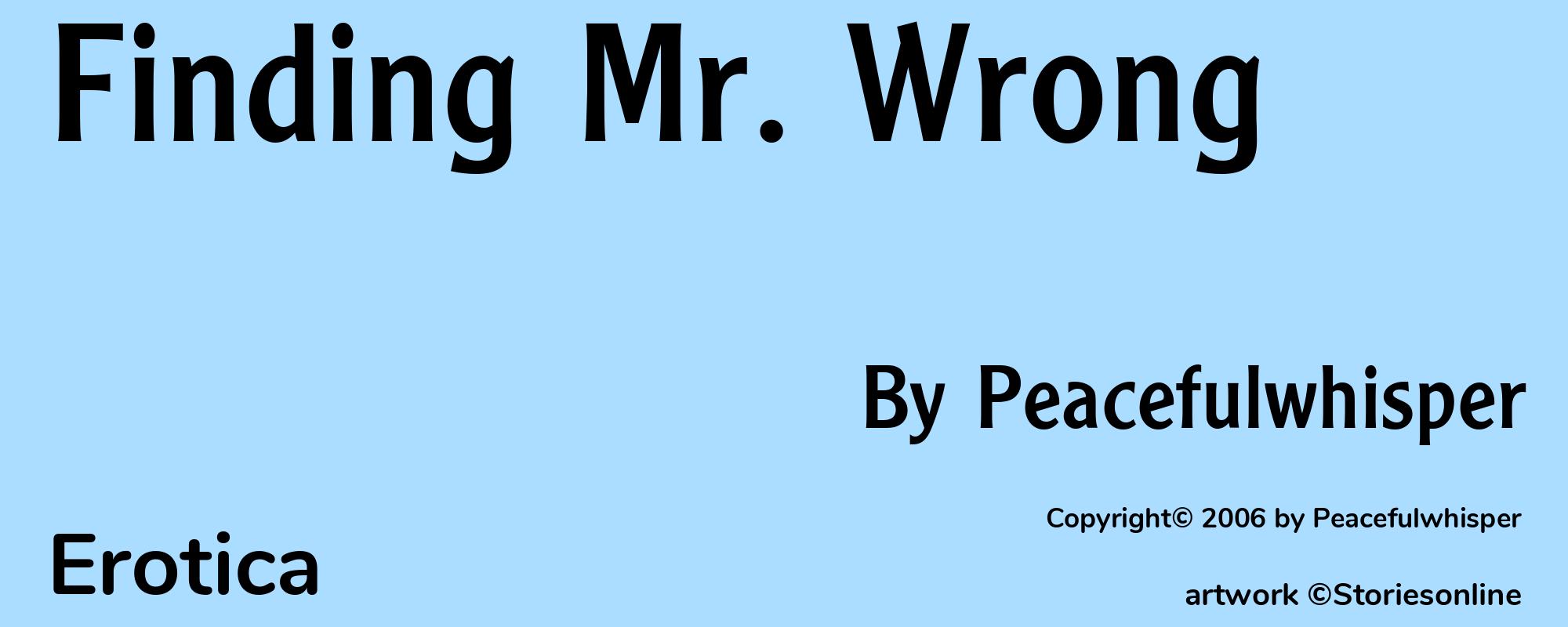 Finding Mr. Wrong - Cover