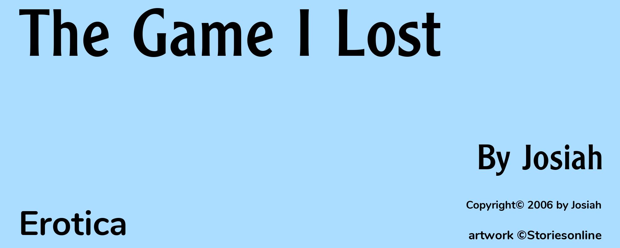 The Game I Lost - Cover