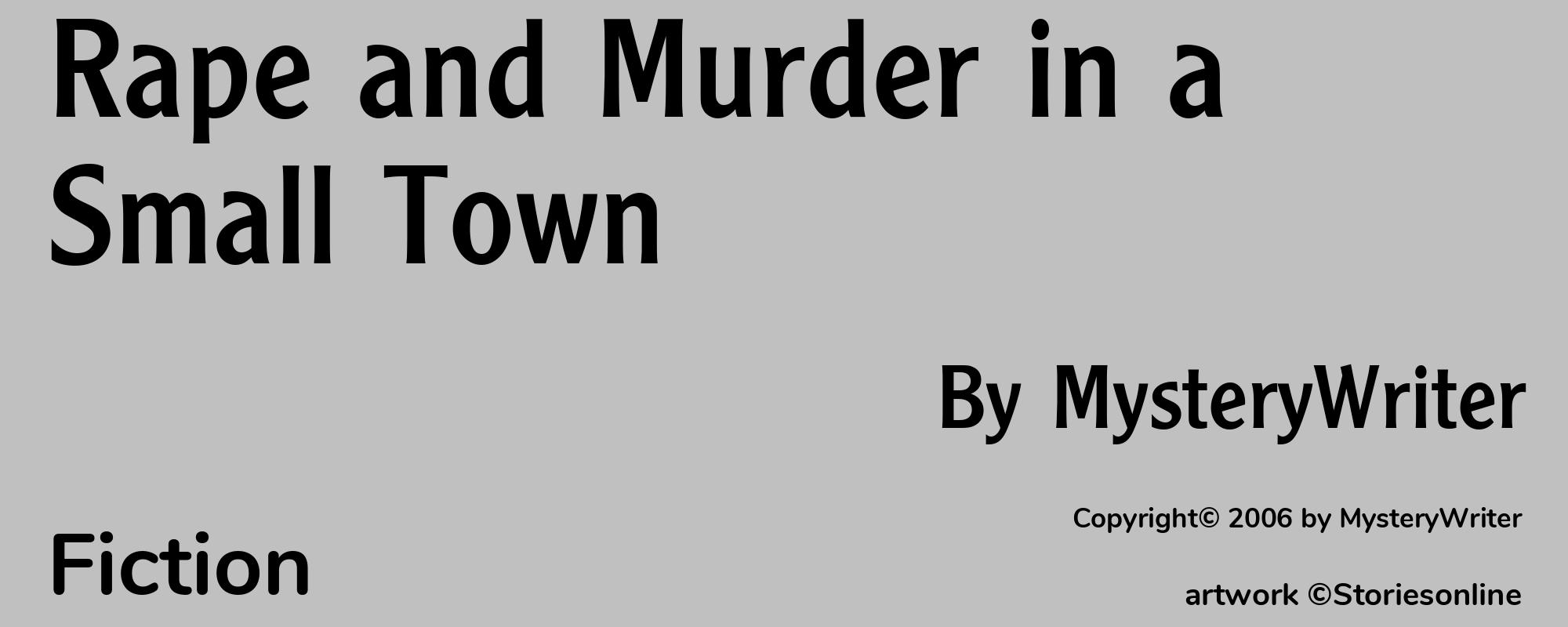 Rape and Murder in a Small Town - Cover