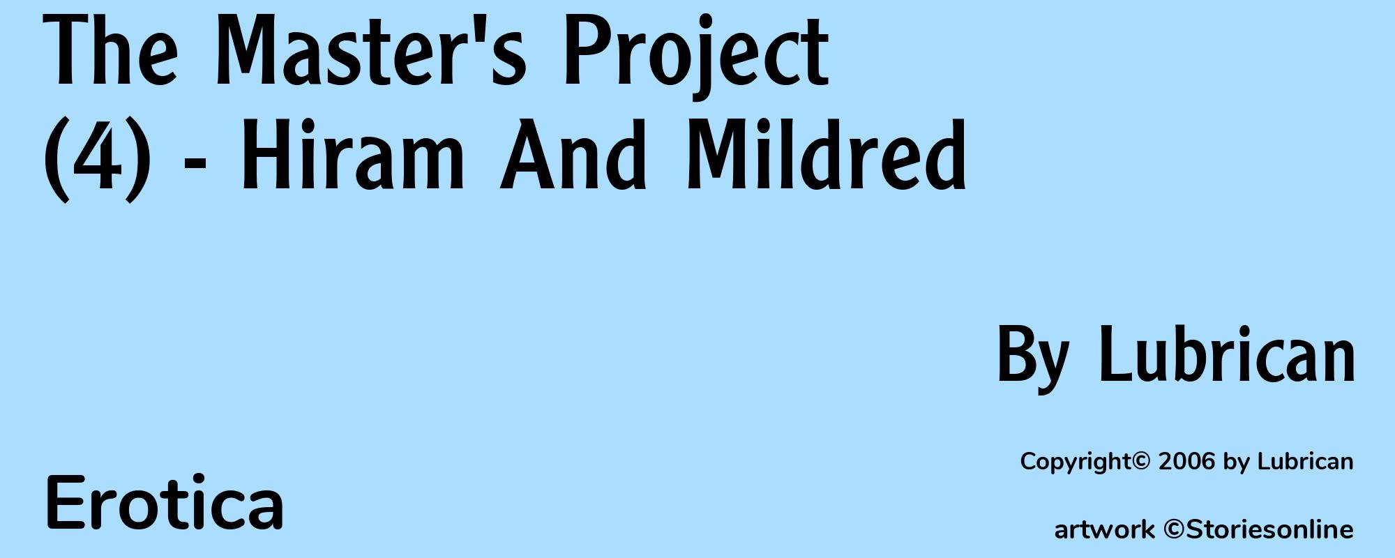 The Master's Project (4) - Hiram And Mildred - Cover