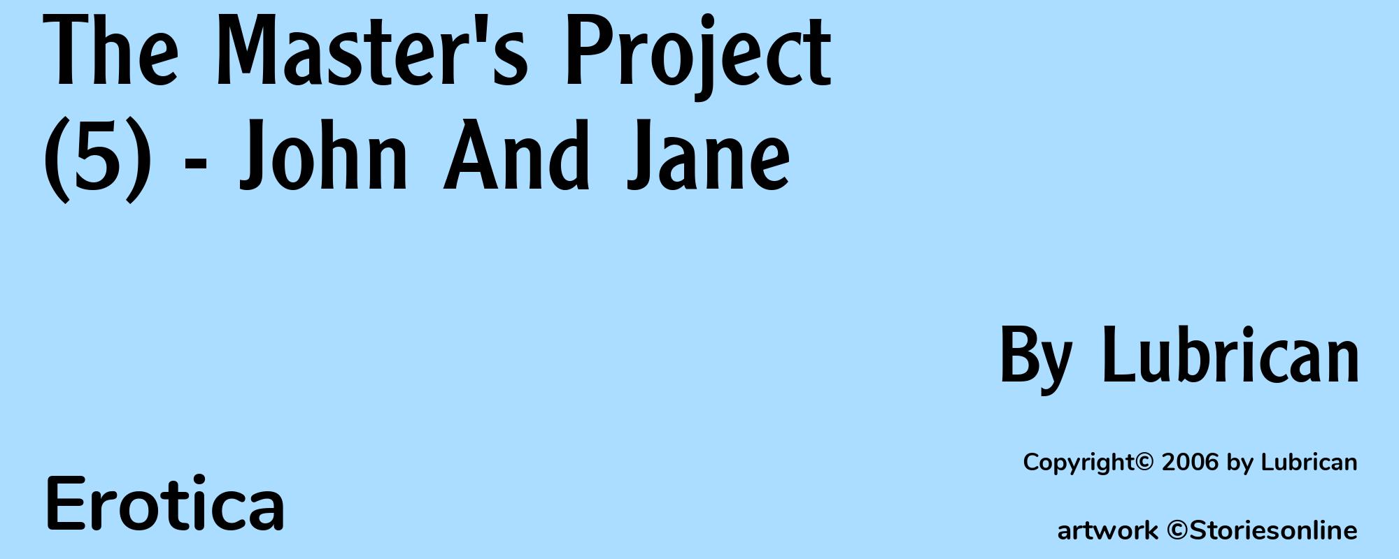 The Master's Project (5) - John And Jane - Cover