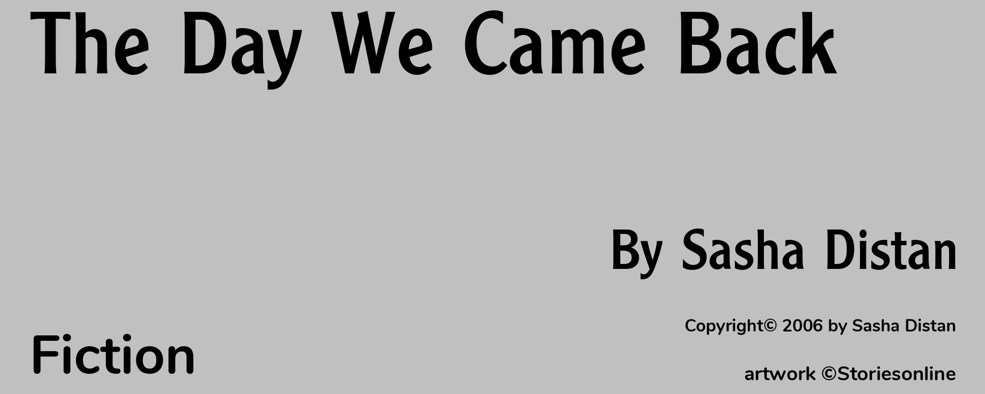 The Day We Came Back - Cover