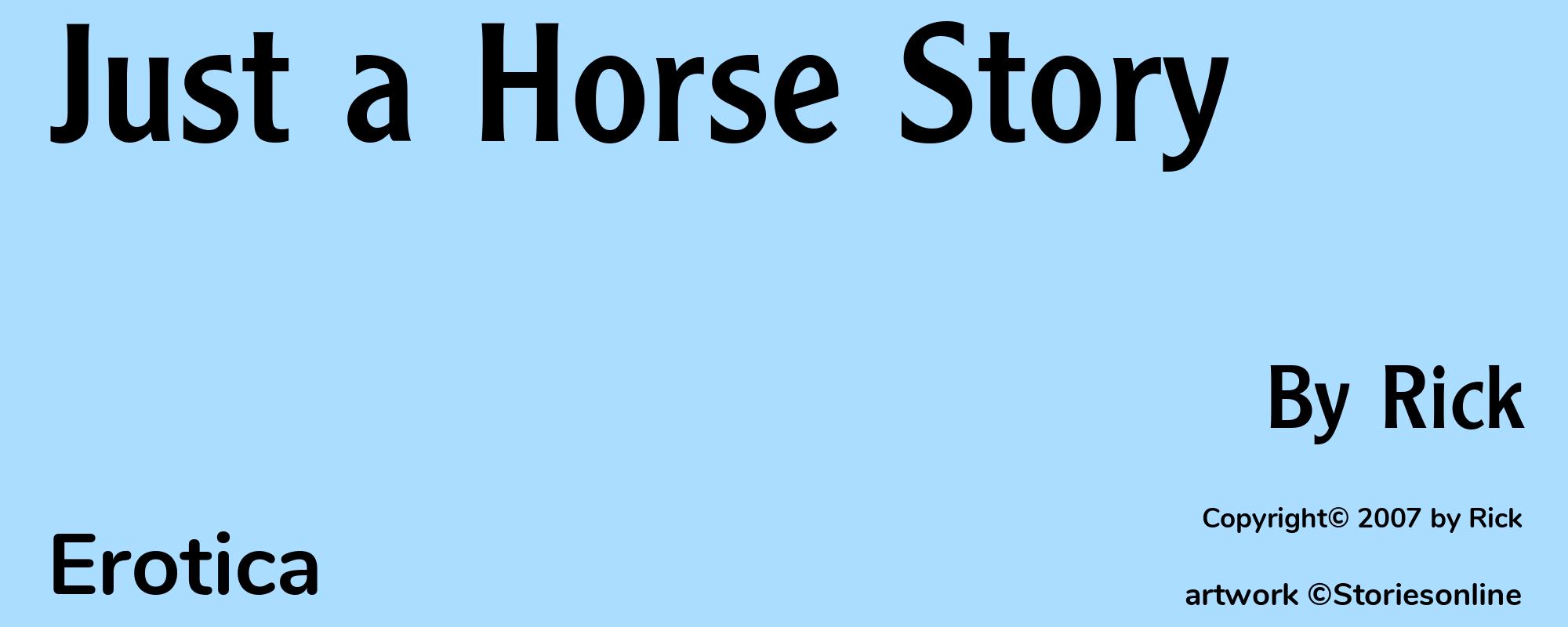 Just a Horse Story - Cover