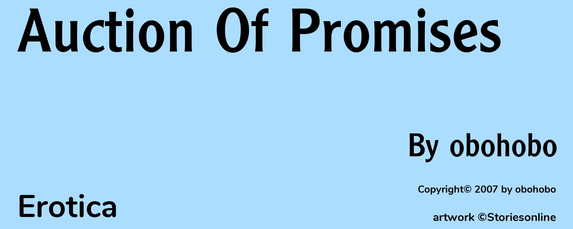 Auction Of Promises - Cover