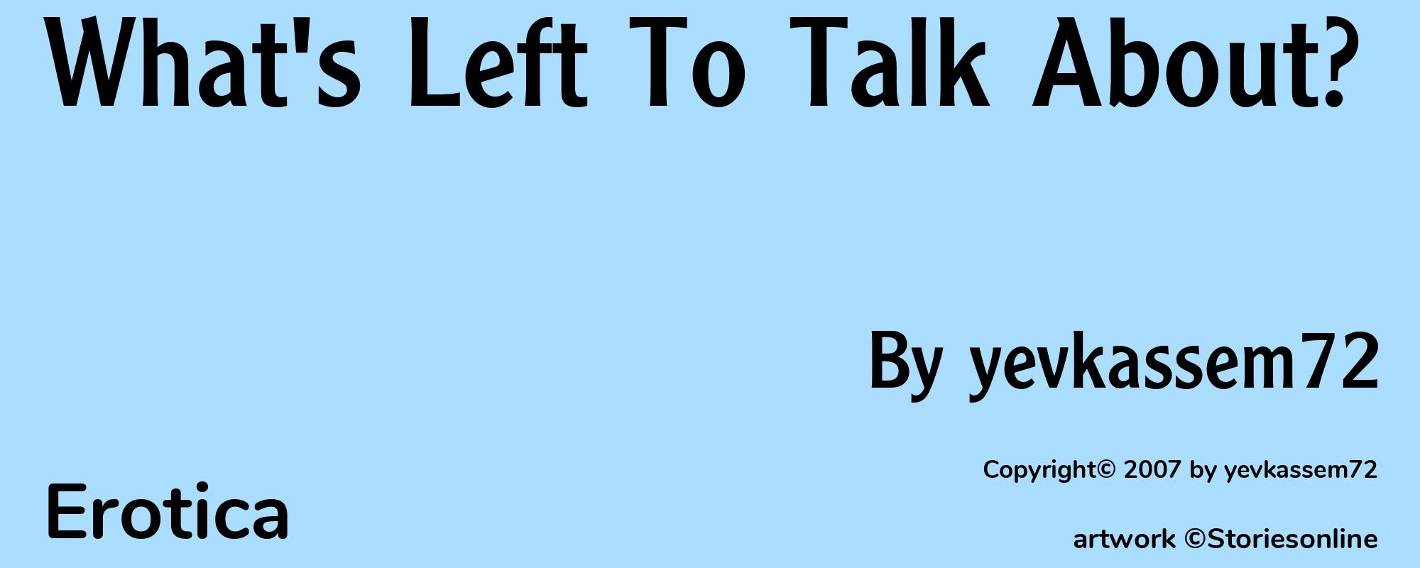 What's Left To Talk About? - Cover