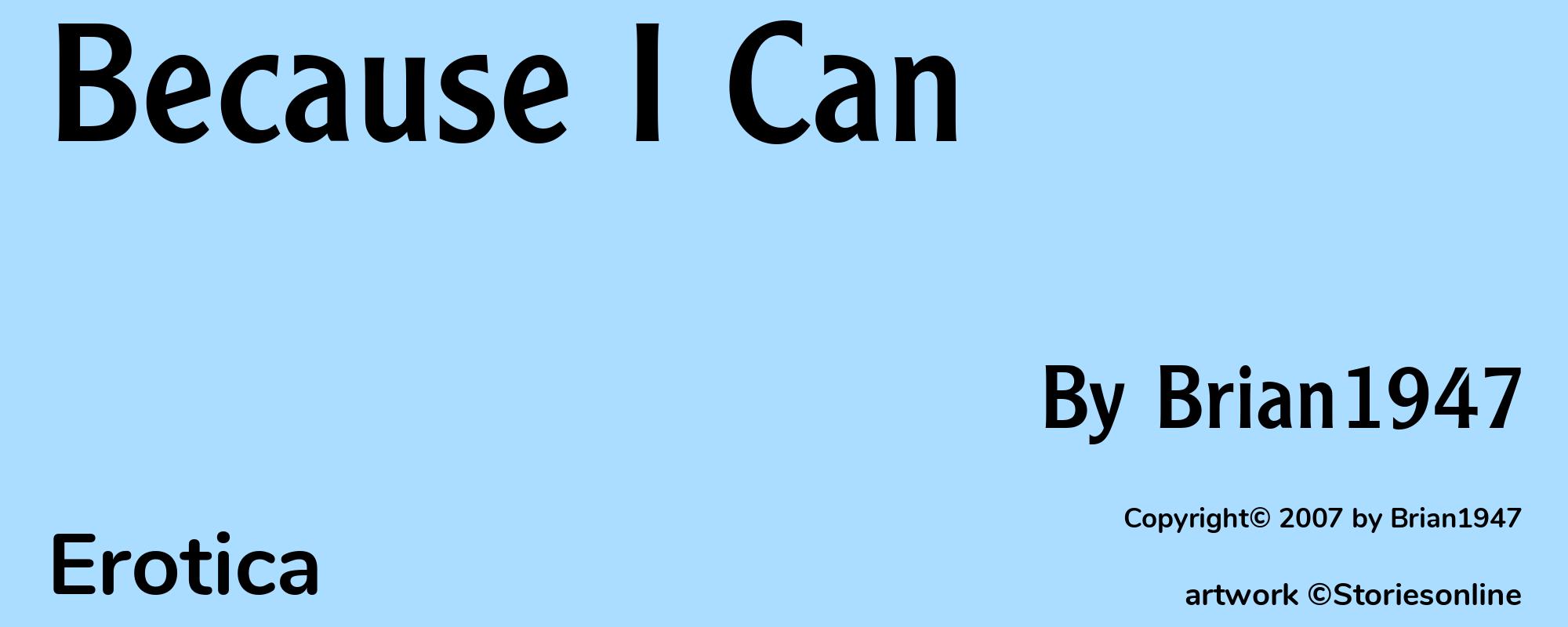 Because I Can - Cover