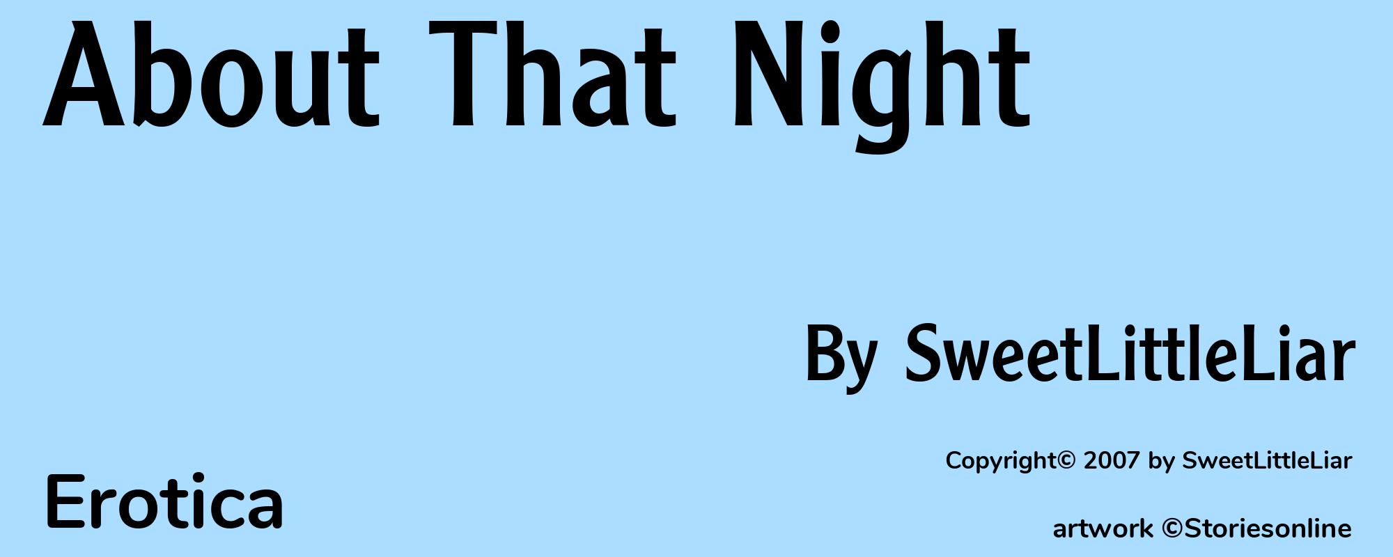 About That Night - Cover