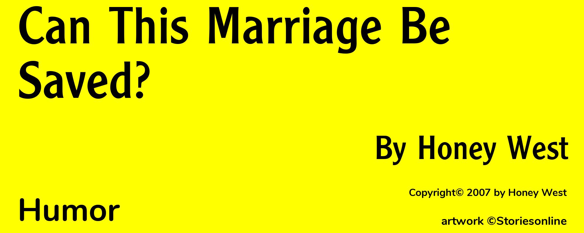 Can This Marriage Be Saved? - Cover